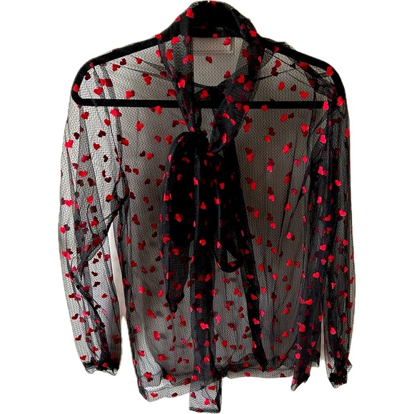 Vintage Tops - Pussycat bow heart sheer top